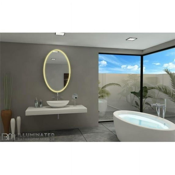 Paris Mirror GALA30483000 3000K Warm Color Galaxy Illuminated Lighted Oval Mirror - 48 x 30 in.