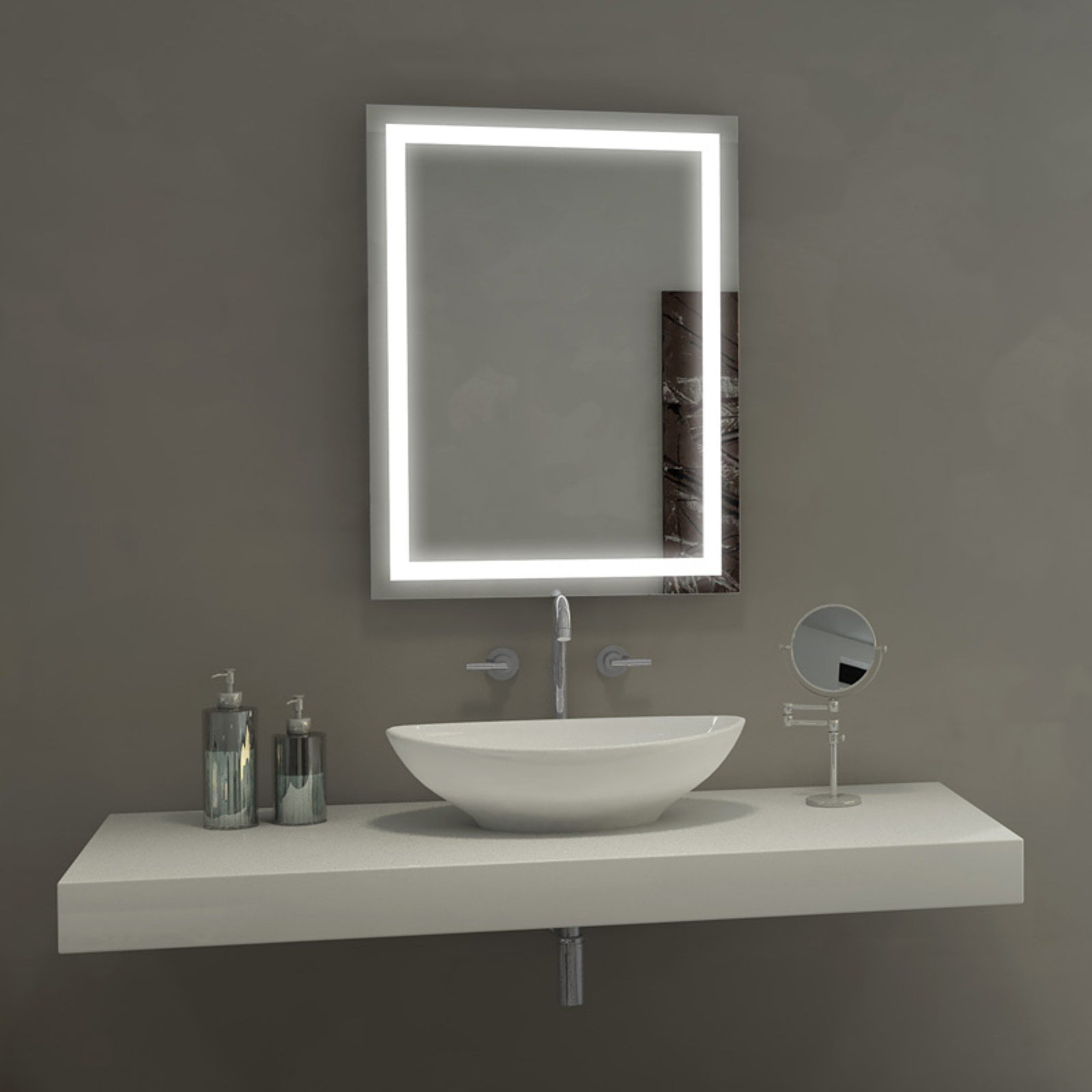 Harmony 31'' Silver LED Frameless Rectangular Vanity Mirror