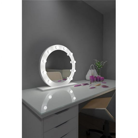 Paris Mirror HDIANA286000D-WHT 28 x 28 in. Diana Hollywood Mirror with LED Bulbs, White
