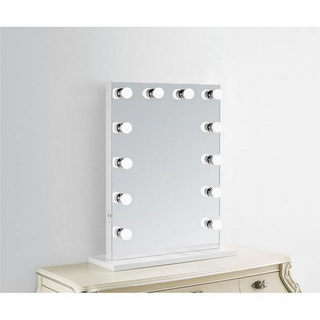 Paris Mirror HGRACE24323000D-WHT 24 x 32 in. Grace Hollywood Mirror with LED Bulbs&#44; White