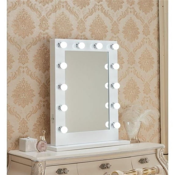 Paris Mirror HMIR24323000D-WHT 24 x 32 in. Marilyn Hollywood Mirror with LED Bulbs, White
