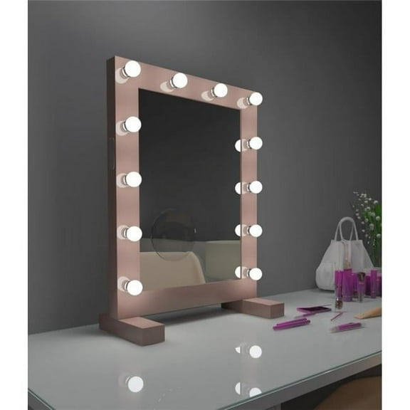 Paris Mirror HSTAR24326000D-DR-BT 24 x 32 in. Star Hollywood Bluetooth & LED Bulbs, Dusty Rose