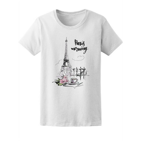 Paris Morning Vintage Eiffel T-Shirt Women -Image by Shutterstock, Female Large