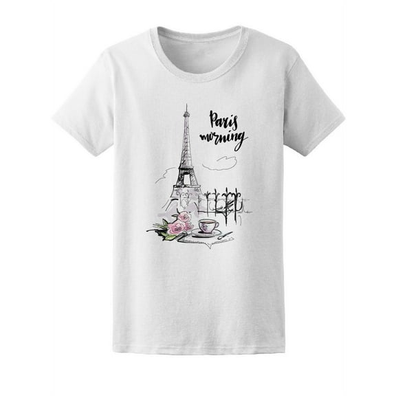Paris Morning Vintage Eiffel T-Shirt Women -Image by Shutterstock, Female Small
