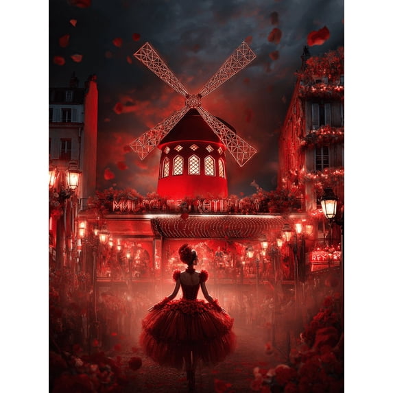 Paris Moulin Rouge Abstract Canvas Print Multi Room Home Cafe Hotel Wall Decor Gift