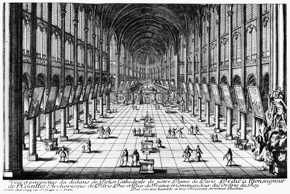 Paris Notre Dame 1600S. Ninterior View Of The Cathedral Of Notre Dame