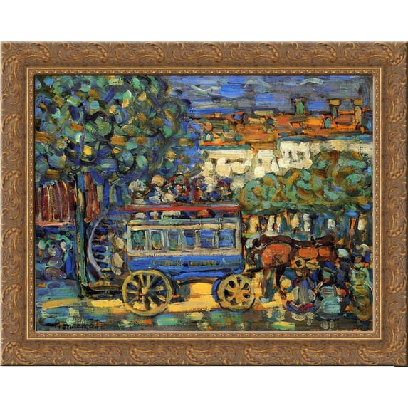 Paris Omnibus 24x20 Gold Ornate Wood Framed Canvas Art by Prendergast, Maurice