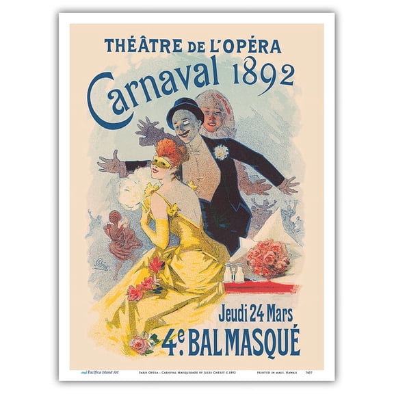 Paris Opera (Théâtre de L'Opéra) - Carnival Masquerade - Vintage Theater Poster by Jules Chéret c.1892 - Master Art Print (Unframed) 9in x 12in