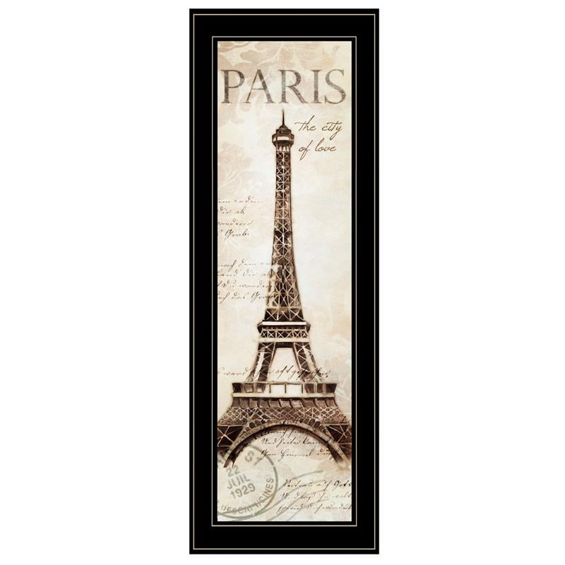 Paris Eiffel Tower Black Framed Canvas Print 23" x 8"