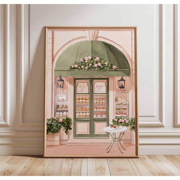 Paris Patisserie French Cafe Wall Art Pink Bakery Outdoor Table Elegant Kitchen Print Unframed Paper Print