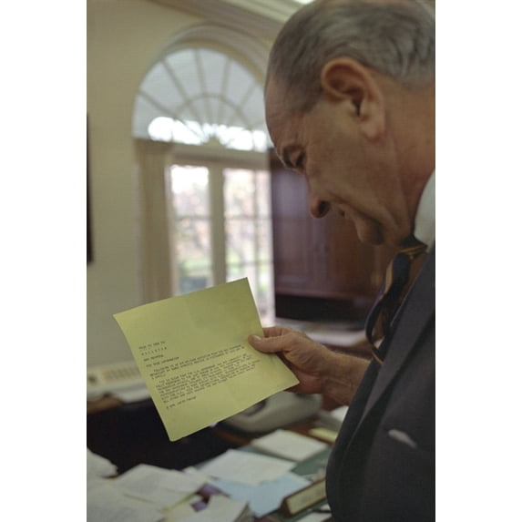 Paris Peace Talks To Begin. President Lyndon Johnson Learns History (24 x 36)