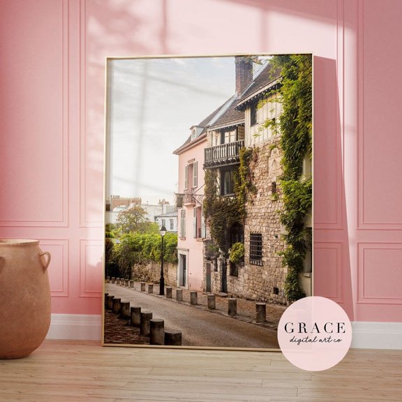 Paris Pink Montmartre Photography Poster, French City Wall Art Print