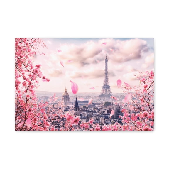 Paris Pink Tree Eiffel Tower France Canvas Artwork Breathtaking French City for Home Decor Ready to Hang