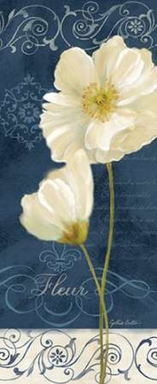 Paris Poppies Navy Blue Panel II Canvas Art - Cynthia Coulter (24 x 48)