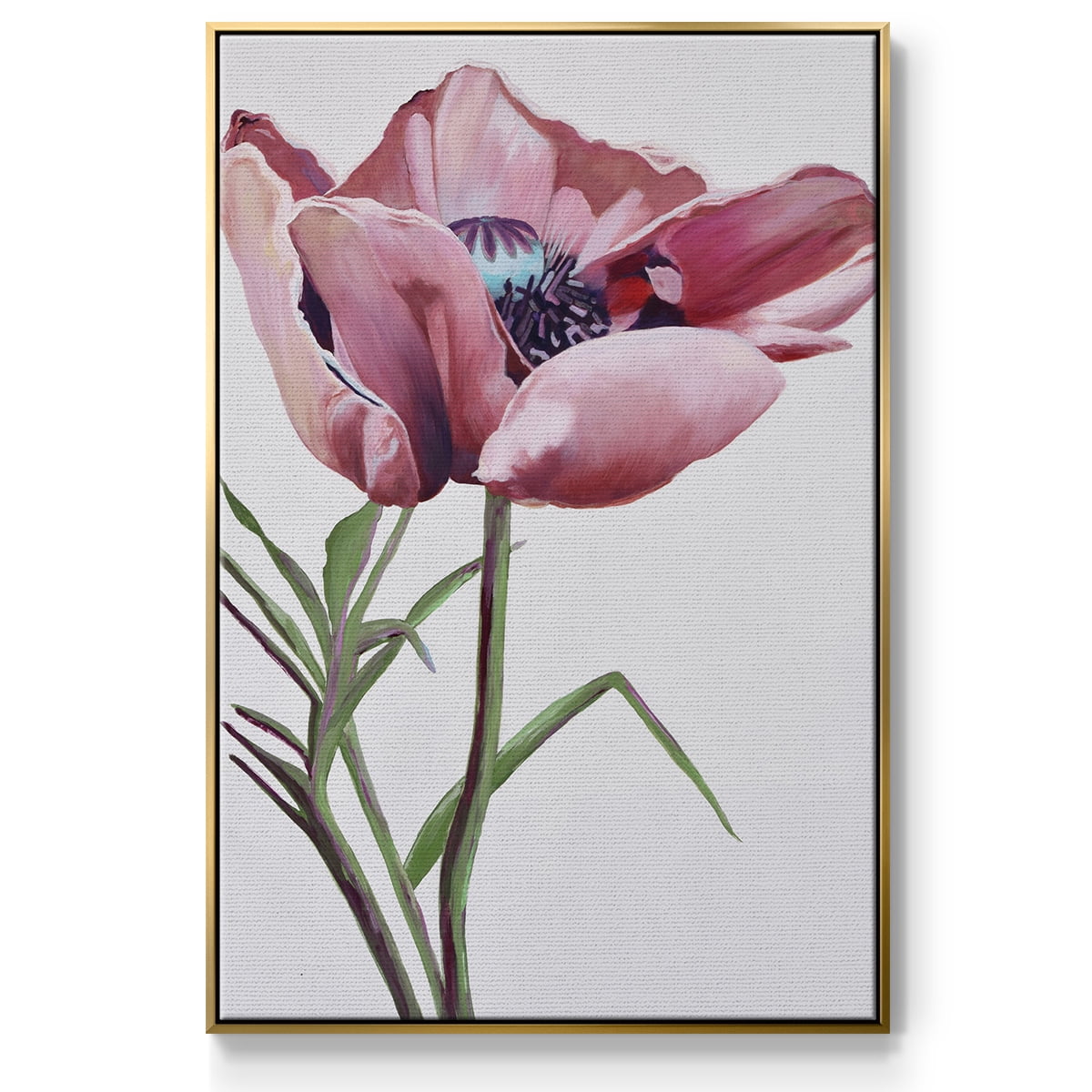 Paris Poppy Framed Premium Gallery Wrapped Canvas - Ready to Hang - 17 x 25 - Gold Floating Frame
