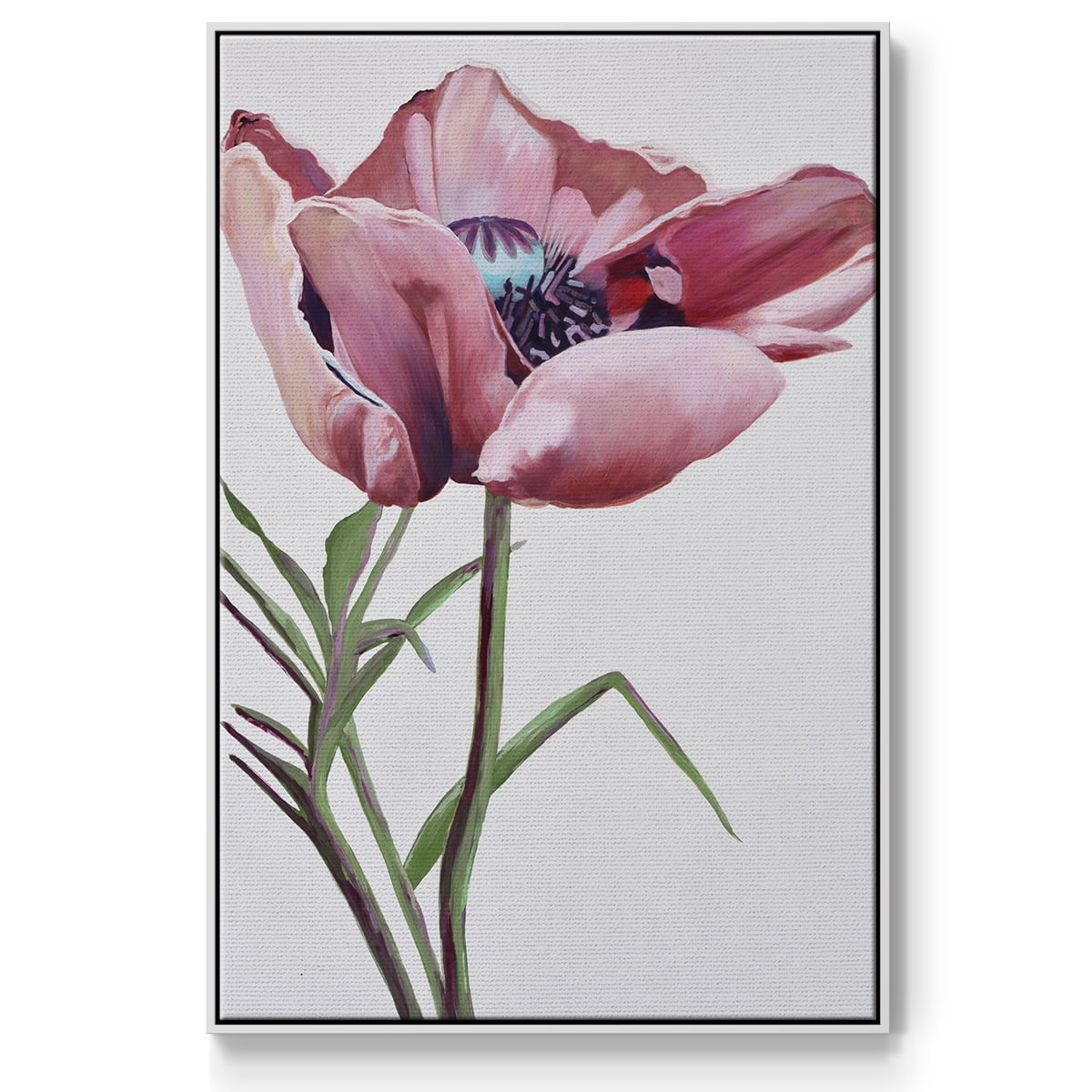 Paris Poppy Framed Premium Gallery Wrapped Canvas - Ready to Hang - 27 x 41 - White Floating Frame