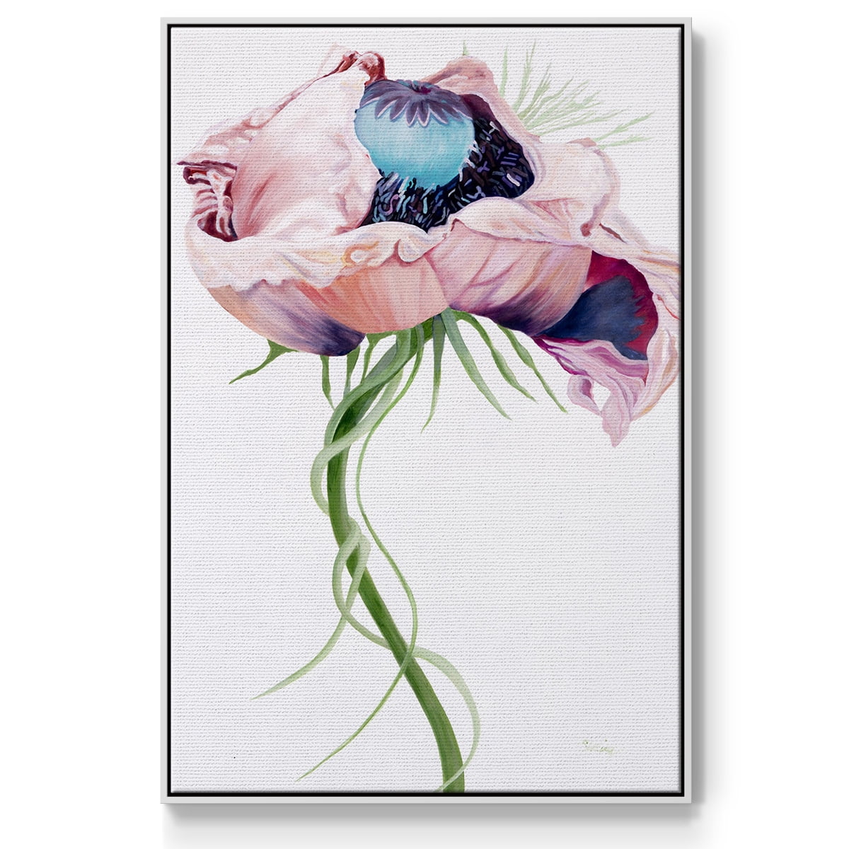 Paris Poppy II Framed Premium Gallery Wrapped Canvas - Ready to Hang - 25 x 37 - White Floating Frame