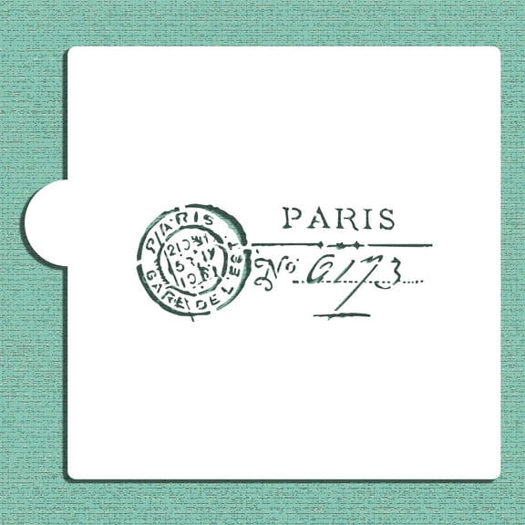 Paris Postmark Cookie and Craft Stencil | CM200 by Designer Stencils | Cookie Decorating Tools | Baking Stencils for Royal Icing, Airbrush, Dusting Powder