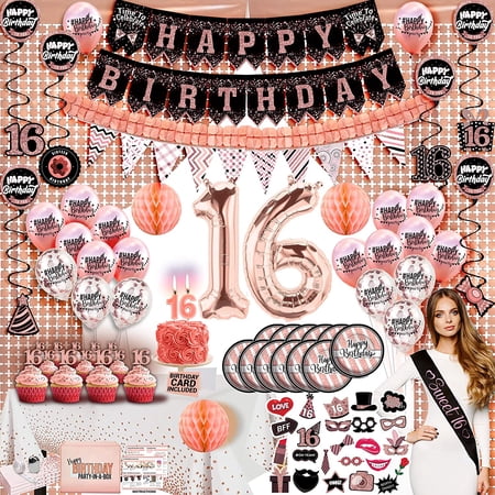 Paris Products 16 Birthday Party Decoration Kits, Rose Gold,104 Count