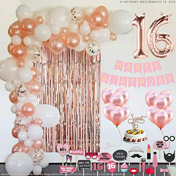 Paris Products Sweet 16 Birthday Party Decoration Kits, 11.80 x 9.80 x 3.00 in Rubber Red, 77 Count
