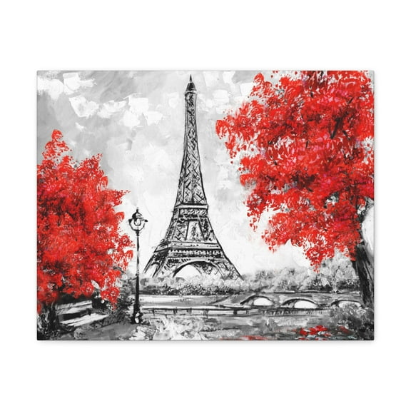 Paris Red Tree Eiffel Tower France Canvas Artwork Breathtaking French City for Home Decor Ready to Hang