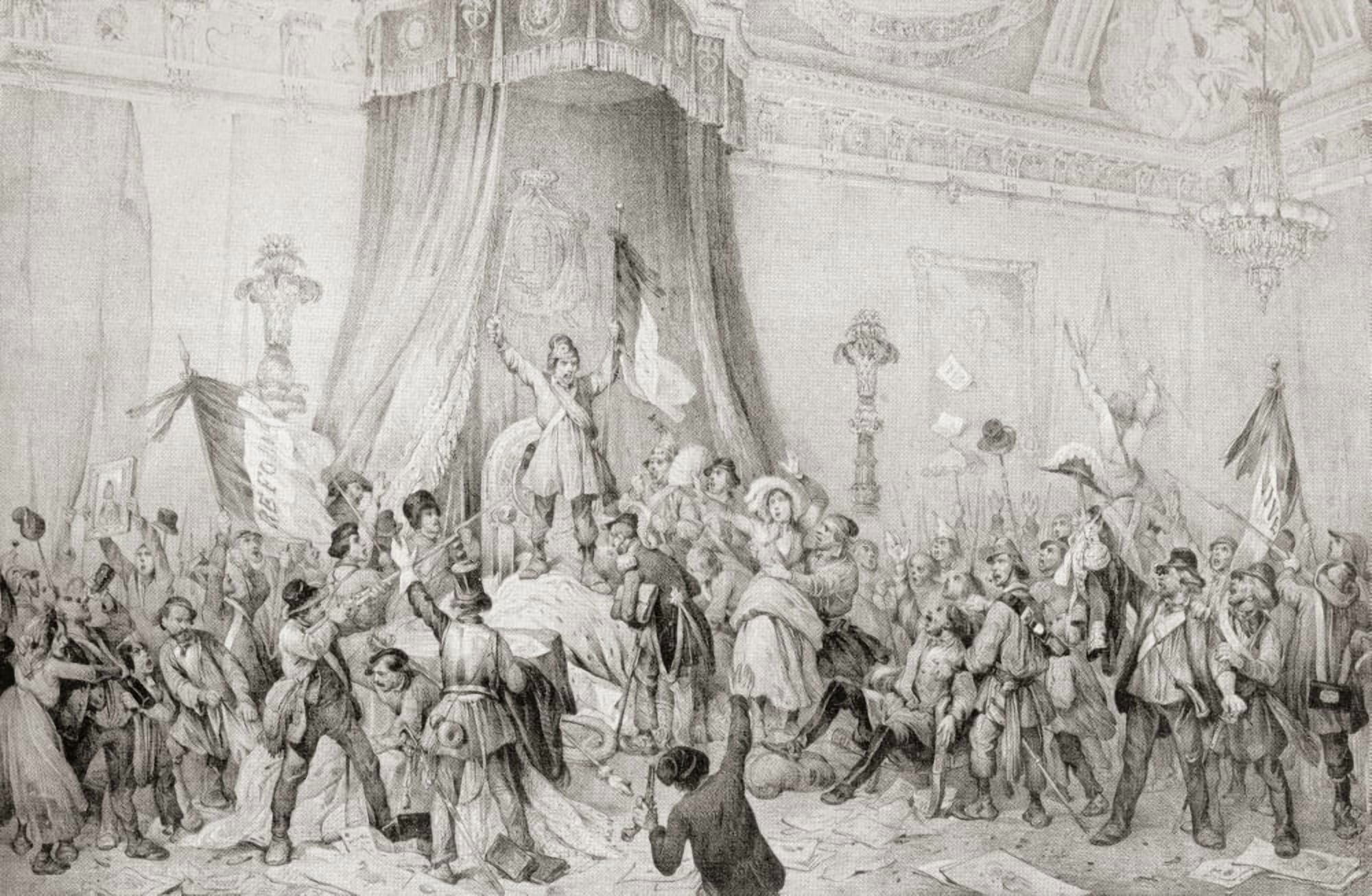 The Paris Revolution of 1848 the mob in the throne room of the Tuileries From Edward VII His Life and Times published 1910 Canvas Art - Ken Welsh Design Pics (17 x 11)