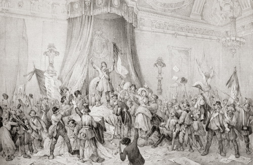 The Paris Revolution of 1848 the mob in the throne room of the Tuileries From Edward VII His Life and Times published 1910 Canvas Art - Ken Welsh Design Pics (34 x 22)