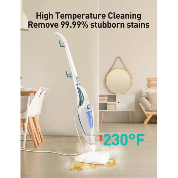 Steam Mop, 1500W Detachable Handheld Steam Cleaner, Fast 15s Heat-Up, 2 Dirt Grip Pads