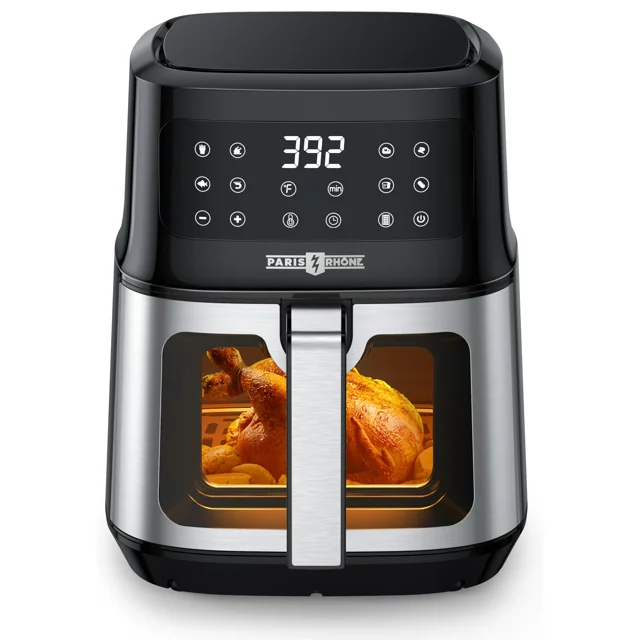 Paris Rhone Air Fryer, 6.3 Qt 8-in-1 Air Fryer with Viewing Window Smart Touch, Non-Stick, 1700W