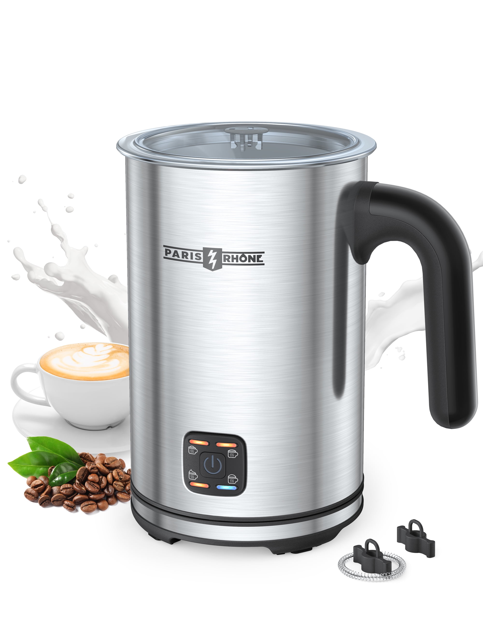 Paris Rhone Milk Frother, 4-in-1 Electric Milk Steamer, 10.1oz/300ml Automatic Hot & Cold Foam Maker, Milk Warmer for Coffee,Latte, Chocolate