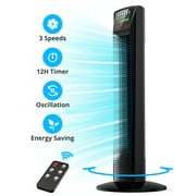 Paris Rhone Tower Fans, Tower Fans for Home, 36" Oscillating Tower Fan with Remote, 65° Bladeless Cooling Fan LED Display 12H Timer Floor Fan for Living Room, Office