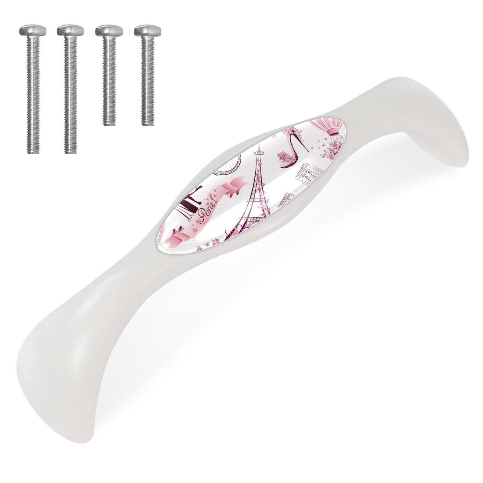 Paris Romantic Knob 4 Pack Arched Drawer Pulls Crystal Glass White