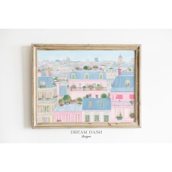 Paris Rooftop Apartment Wall Art Print, Unframed Paper Poster 8x10in