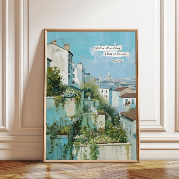 Paris Rooftop Montmartre View Wall Art Print, Unframed Paper Poster 24x36in