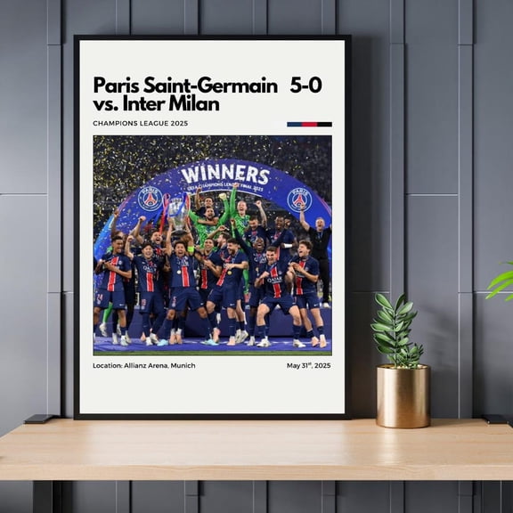 Paris Saint-Germain Champions League 2025 Print, Unframed Poster Size 24x36
