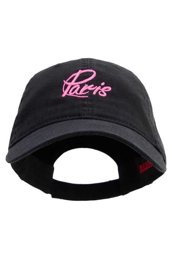 Paris Script Embroidered Deluxe Washed Twill Cap - Black OSFM