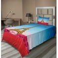 thumbnail image 1 of Ambesonne Paris Fitted & Top Sheet Set with Sham, Abstract Grass Eiffel Tower, Fuchsia and Blue, 1 of 4