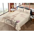 thumbnail image 1 of Ambesonne Paris Fitted & Top Sheet Set with Shams, French Eiffel Tower, Beige, 1 of 5
