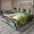 thumbnail image 1 of Ambesonne Paris Fitted & Top Sheet Set with Shams, Eiffel Tower Seine River, Almond Green Pale Brown, 1 of 7