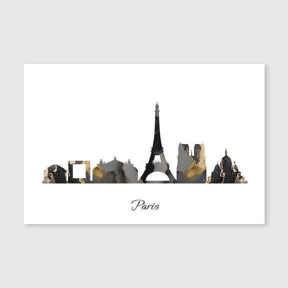 Paris Skyline Map Canvas Wall Decor – Artistic Modern Country Poster Print – 8x12 inch