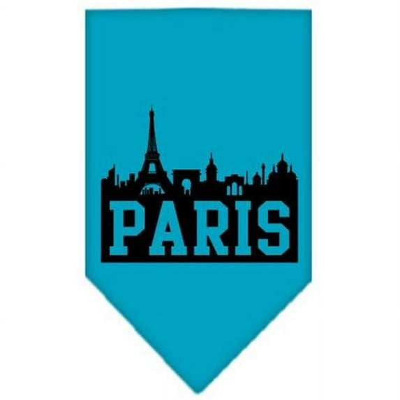 Paris Skyline Screen Print Bandana Turquoise Large