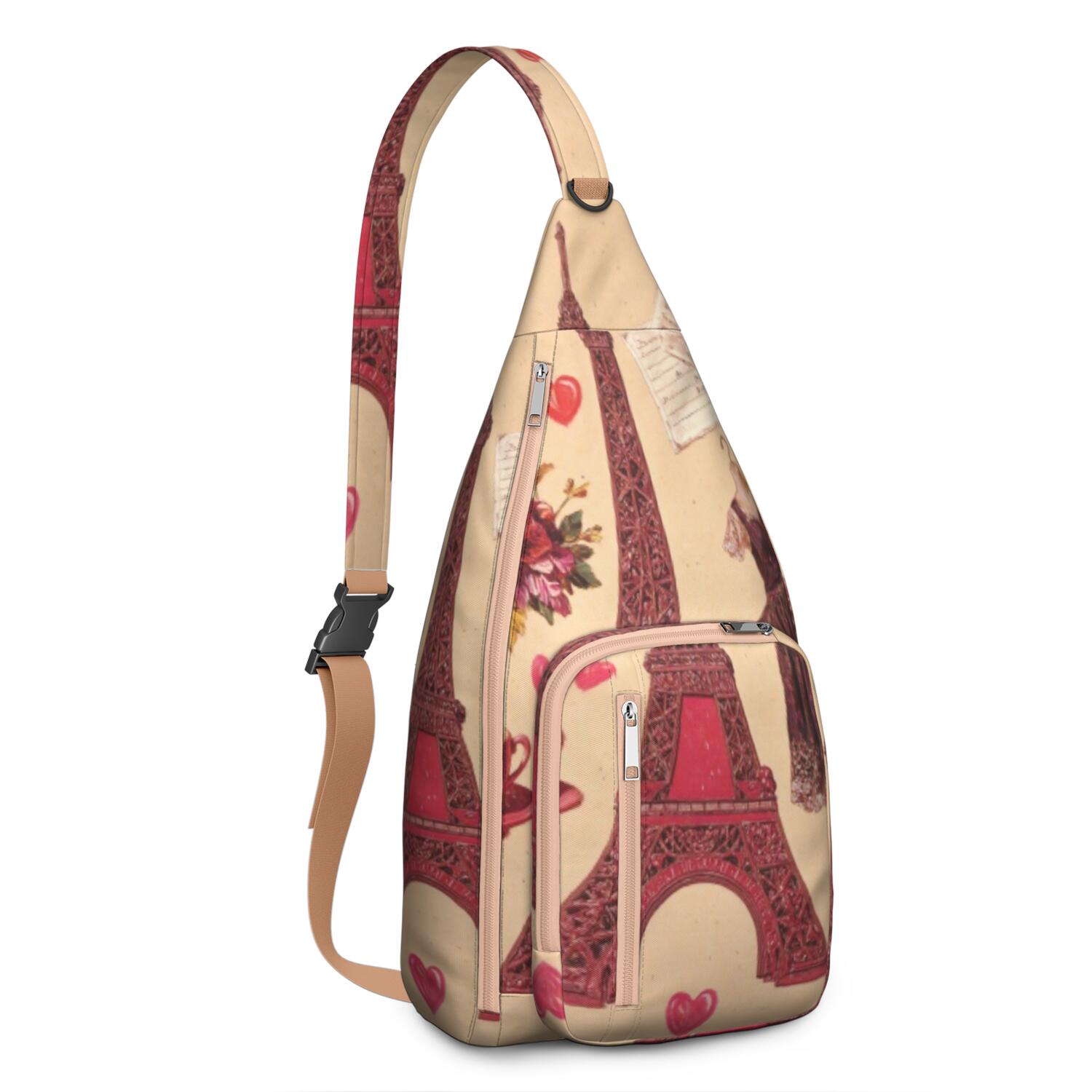 Paris Sling Bag Crossbody Backpack,Crossbody Sling Bag Adjustable Casual Shoulder Backpack for Travel Outdoor Activities