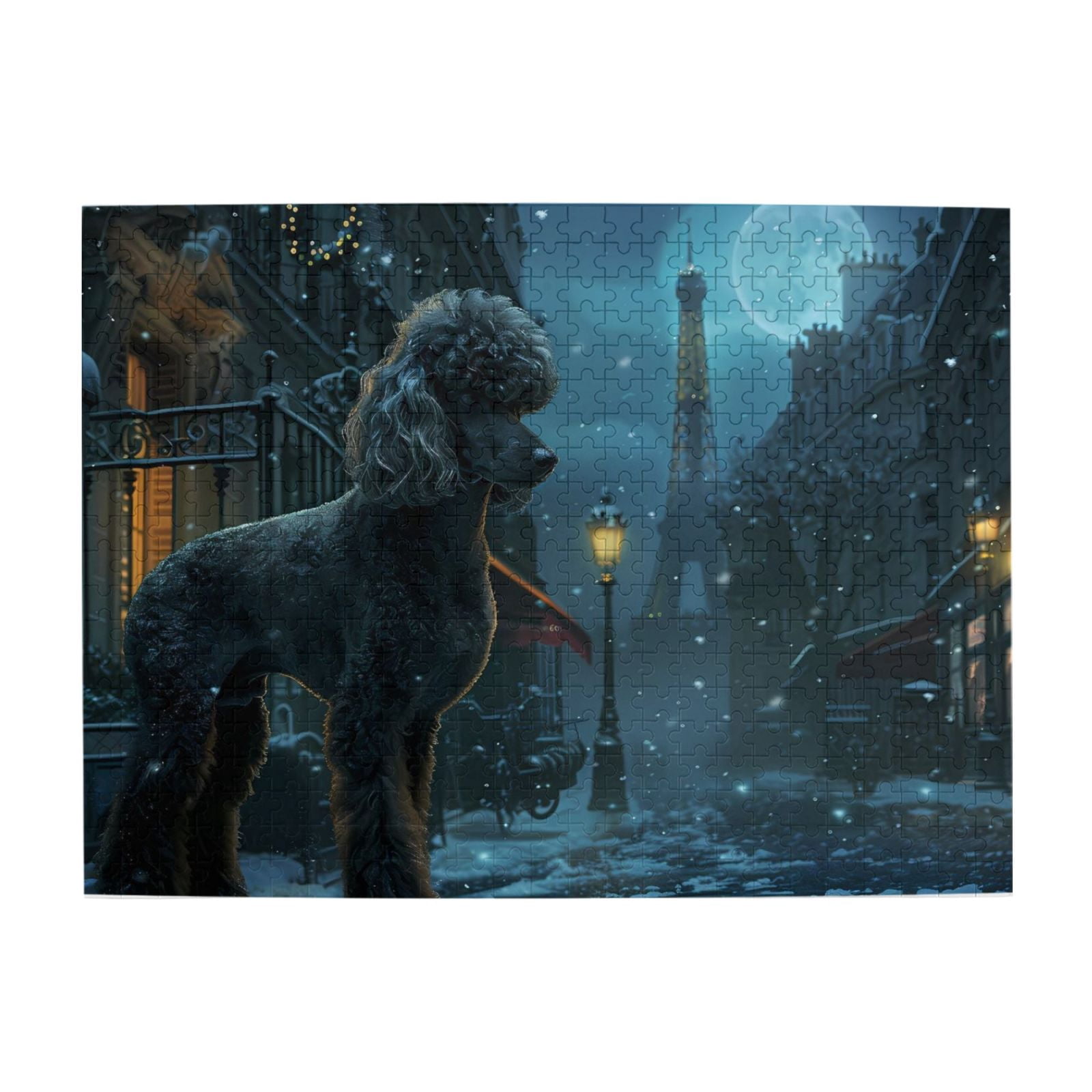 Paris Snow Eiffel Tower Poodle 1000-Piece Wooden Jigsaw Puzzle for ...