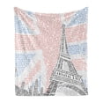 thumbnail image 1 of Paris Soft Flannel Fleece Blanket, Art Themed Creative Design Eiffel Tower on Union Jack Created with Lettering Print, Cozy Plush for Indoor and Outdoor Use, 70" x 90", Red and Black, by Ambesonne, 1 of 5