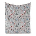 thumbnail image 1 of Paris Soft Flannel Fleece Blanket, France Themed Image with French Flag Dogs Eiffel Tower Croissant Vintage City of Love, Cozy Plush for Indoor and Outdoor Use, 50" x 60", Multicolor, by Ambesonne, 1 of 5