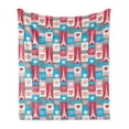 thumbnail image 1 of Paris Soft Flannel Fleece Throw Blanket, Coffee and Love Eiffel Tower in Squared Background Heart I Love You Words Romantic, Cozy Plush for Indoor and Outdoor Use, 60" x 80", Multicolor, by Ambesonne, 1 of 6