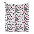thumbnail image 1 of Paris Soft Flannel Fleece Throw Blanket, Eiffel Tower Lipstick Kiss Heart Shape Words Love Touristic Architecture, Cozy Plush for Indoor and Outdoor Use, 50" x 70", White Black Pink, by Ambesonne, 1 of 6