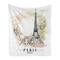 thumbnail image 1 of Paris Soft Flannel Fleece Throw Blanket, Floral Design of the Famous Eiffel Tower, Cozy Plush for Indoor and Outdoor Use, 50" x 60", White Multicolor, by Ambesonne, 1 of 5