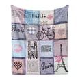 thumbnail image 1 of Paris Soft Flannel Fleece Throw Blanket, Grunge Textured Retro Collage of France Famous Object Eiffel Tower Europe Theme, Cozy Plush for Indoor and Outdoor Use, 60" x 80", Multicolor, by Ambesonne, 1 of 6