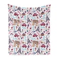 thumbnail image 1 of Paris Soft Flannel Fleece Throw Blanket, Triumphal Arch Famous Tower and Many Other of the City of Love Kiss Rose, Cozy Plush for Indoor and Outdoor Use, 60" x 80", Multicolor, by Ambesonne, 1 of 5